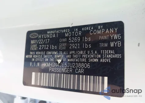 2018 Genesis G80 3.8 z USA, uszkodzony, nr VIN KMHGN4JE5JU238806